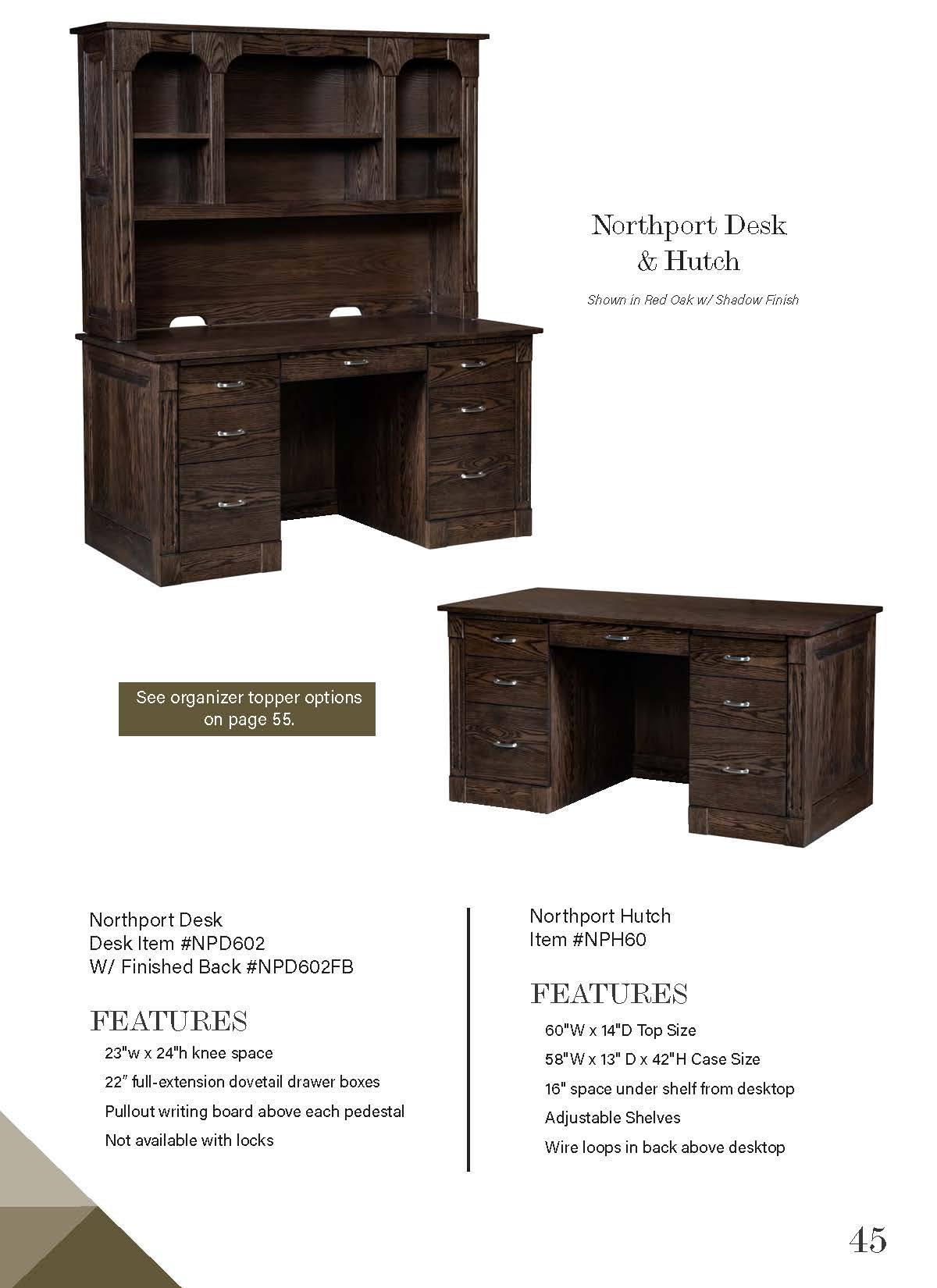 Northport Desk with Optional Hutch