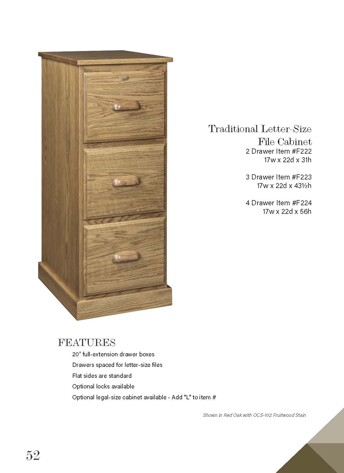 Traditional Letter-Size 3 Drawer File Cabinet