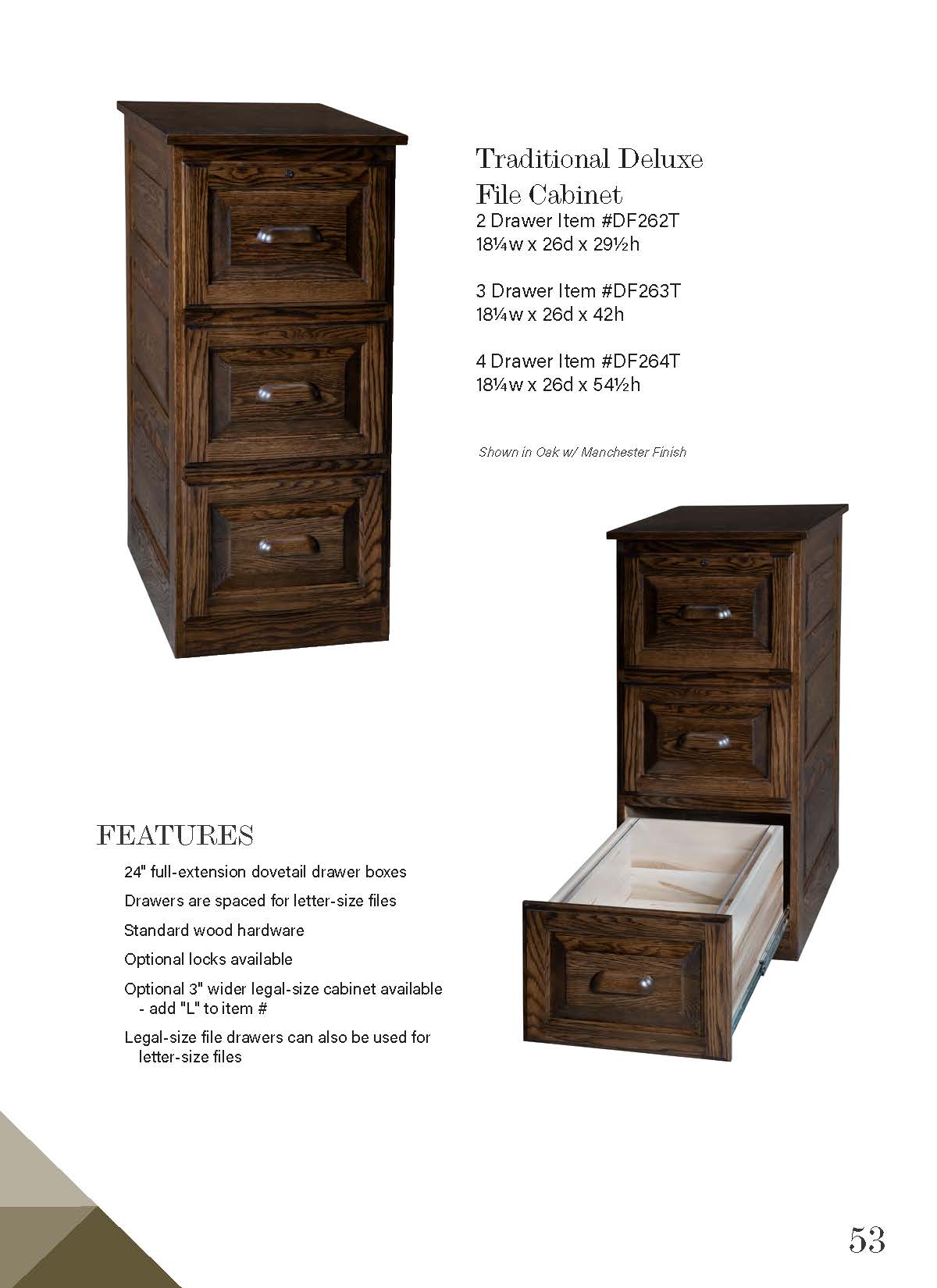 Traditional Deluxe 3 Drawer File Cabinet
