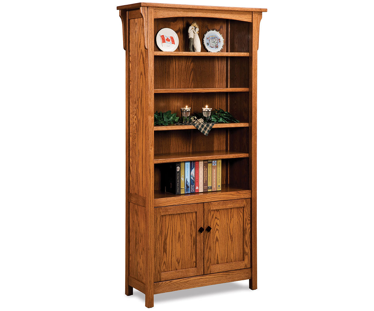 Bridger Mission 4 Shelf, 2 Door Bookcase