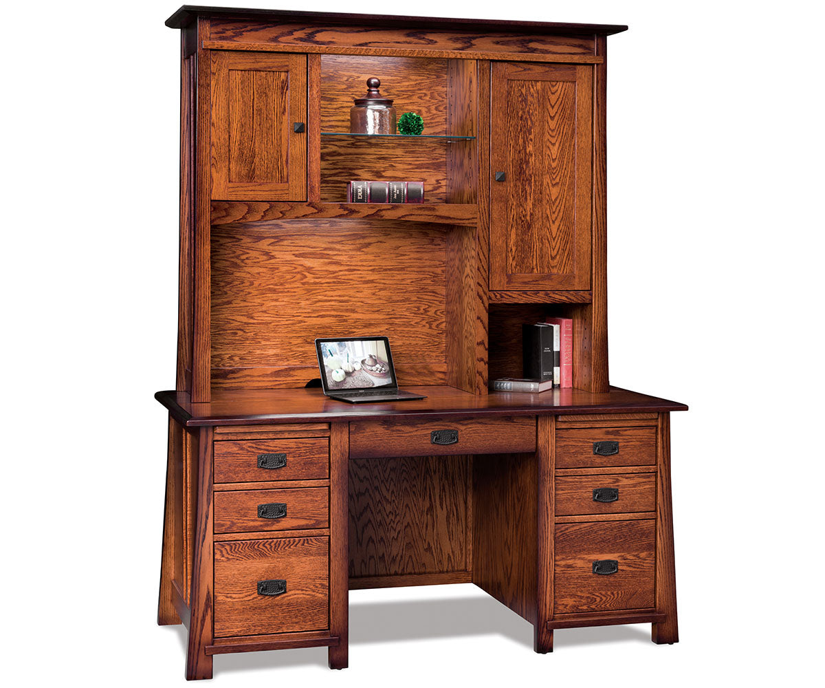 Grant Double Pedestal 7 Drawer Desk W/Unfinished Backside