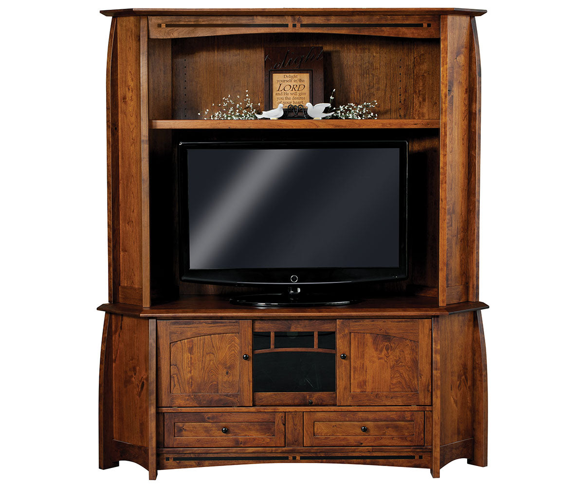 Boulder Creek 3 Door, 2 Drawer, 2 Pc. Corner Media Console With Hutch