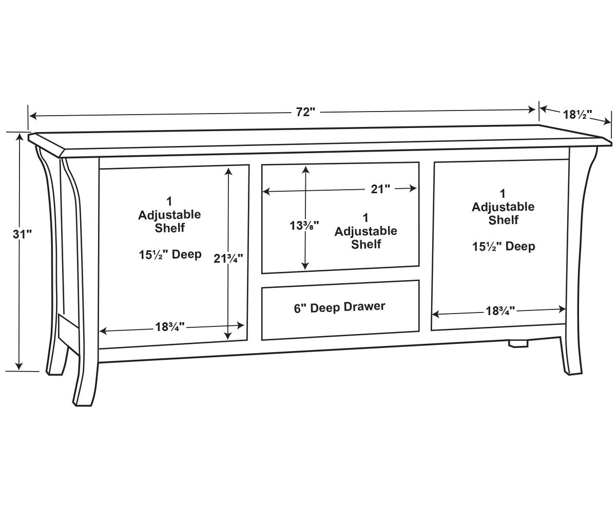 Ensenada 2 Door, 1 Drawer Media Stand – 72"W