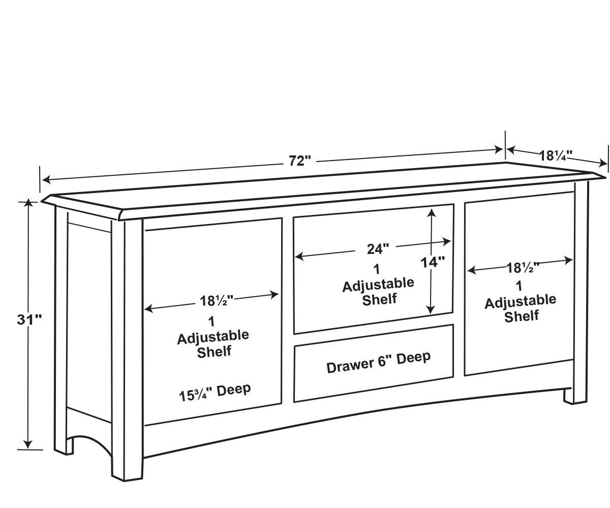 Finland 2 Door, 1 Drawer Media Stand
