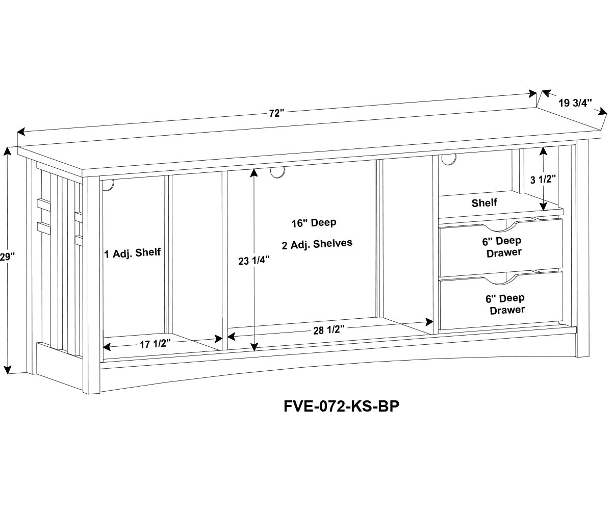 Kascade 4 Door Media Stand (2 Hidden Drawers) – 72"W