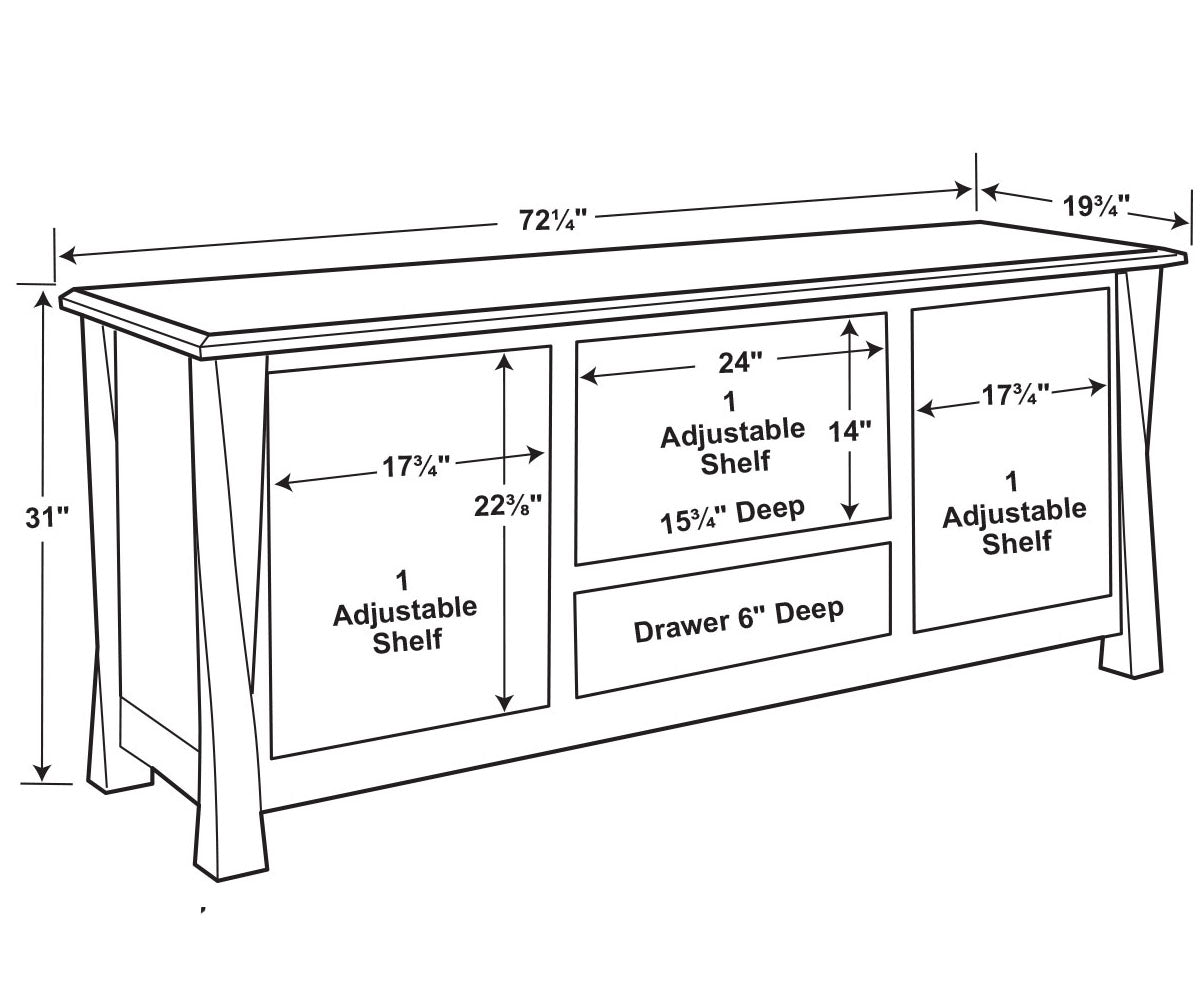 Lexington Arc 2 Door, 1 Drawer Media Stand – 72"W