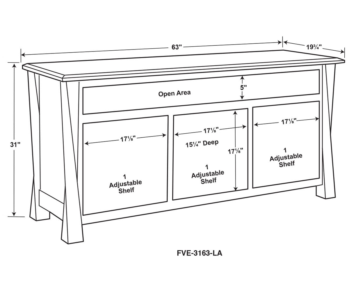 Lexington Arc 3 Door Media Stand W/Opening – 63"W
