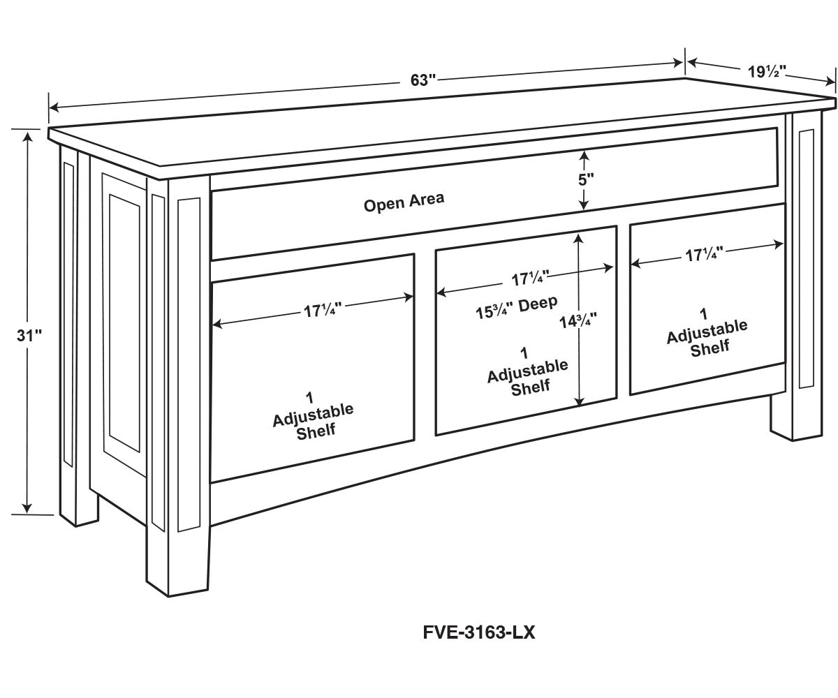 Lexington 3 Door Media Stand W/Opening