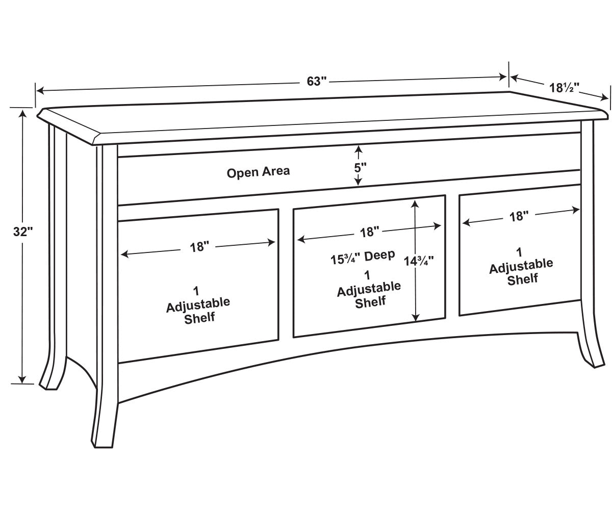 Carlisle 3 Door Media Stand W/Opening