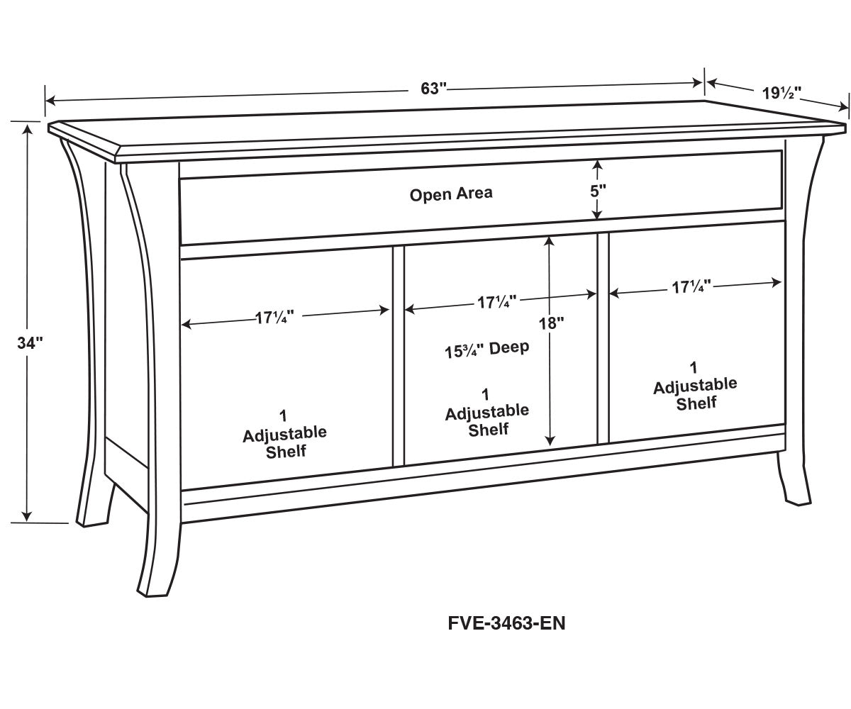 Ensenada 3 Door Media Stand W/Opening – 63"W
