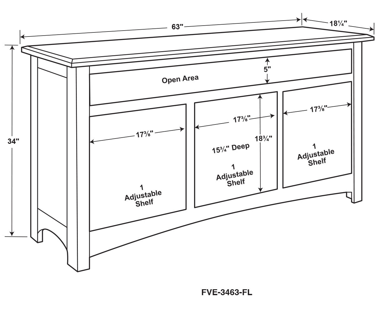 Finland 3 Door Media Stand W/Opening
