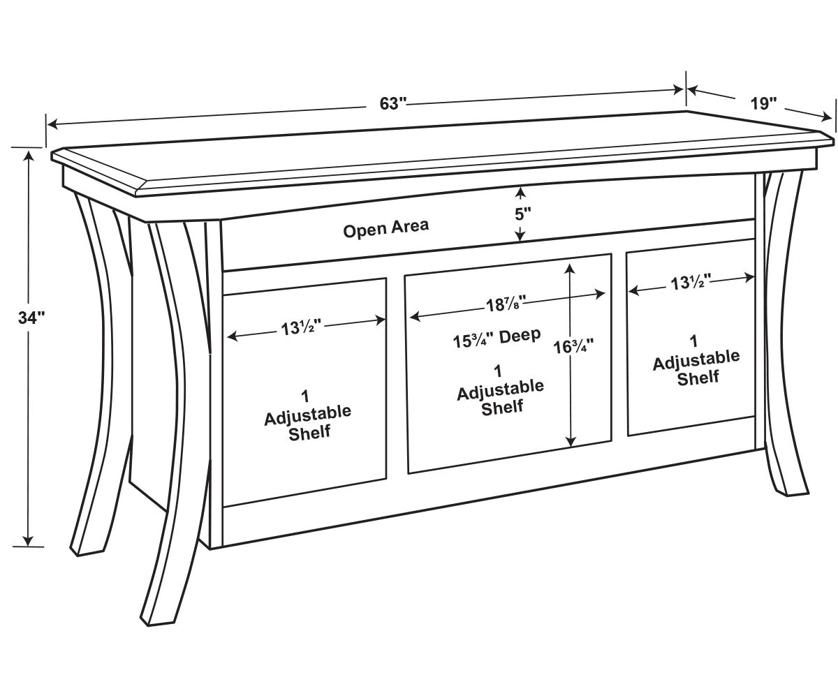 Sierra 3 Door Media Stand W/Opening