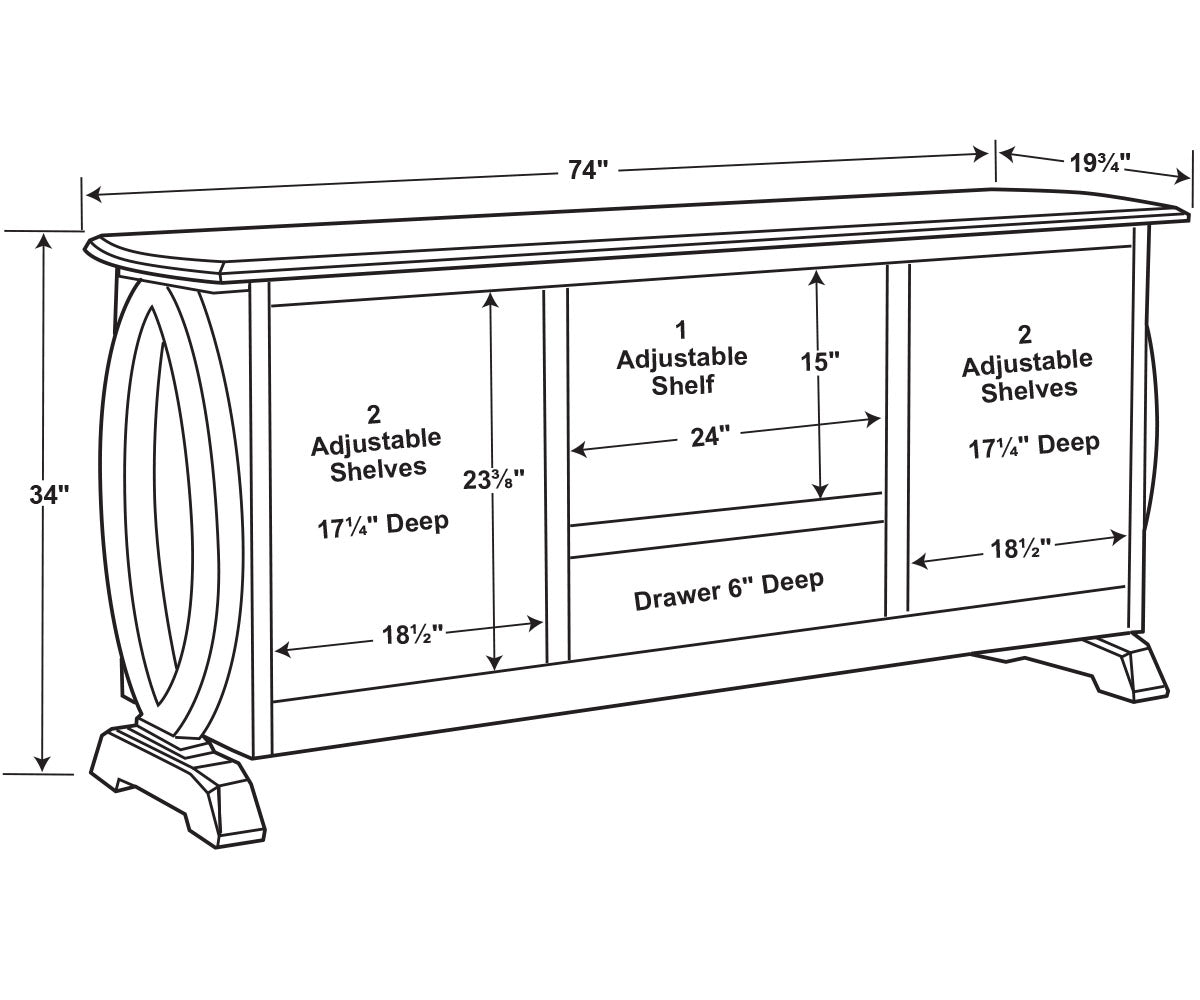 Saratoga 2 Door, 1 Drawer Media Stand