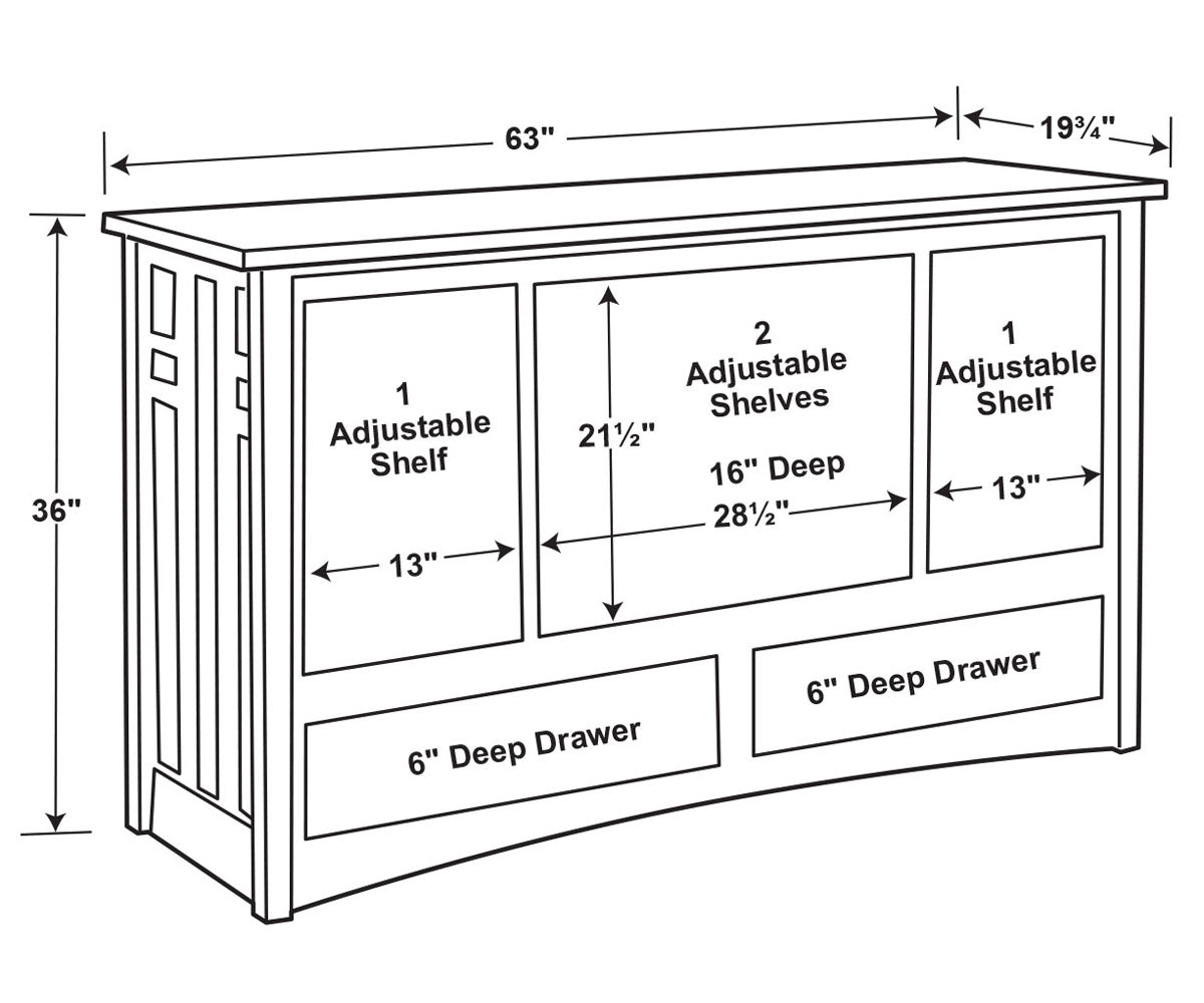 Kascade 36" High, 4 Door, 2 Drawer Media Stand