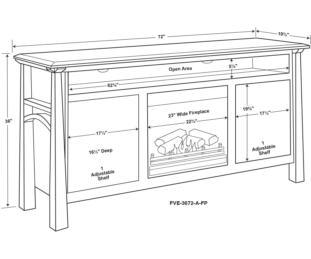 Artesa 36″ High, 2 Door Media Stand W/Fireplace