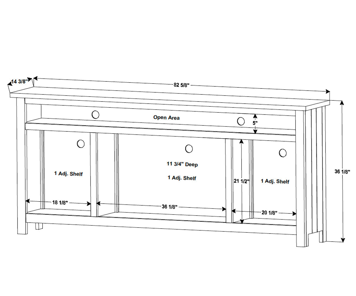 Houston 3 Door Media Stand W/Opening – 61"W