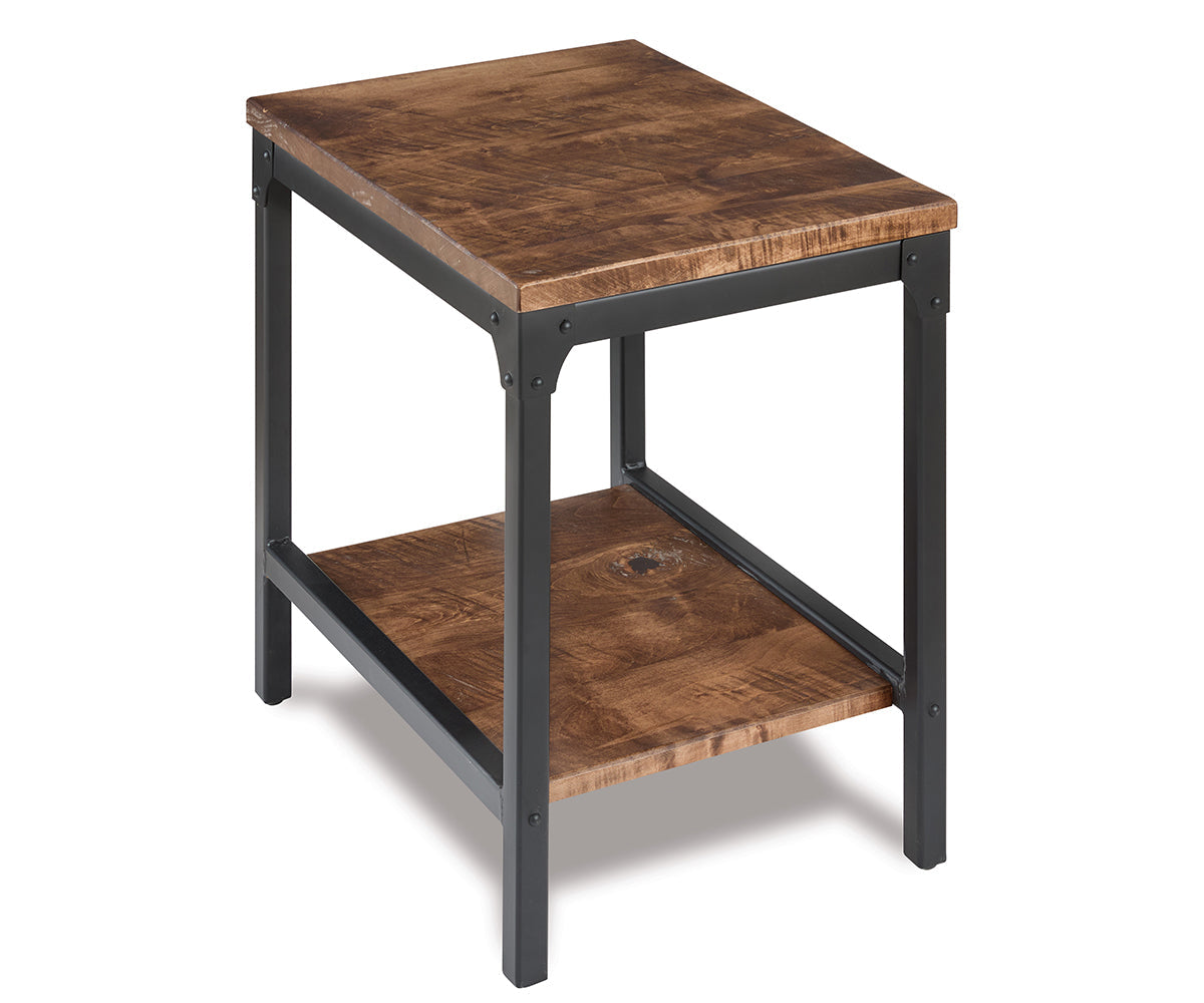 Houston Steel/Wood End Table W/Shelf