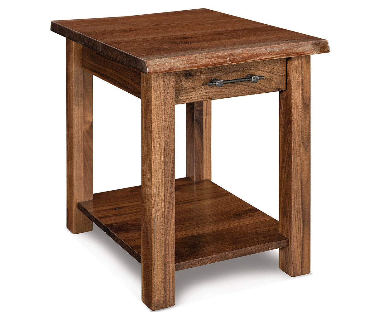 Timbra Open End Table W/Drawer And Live Edge Top