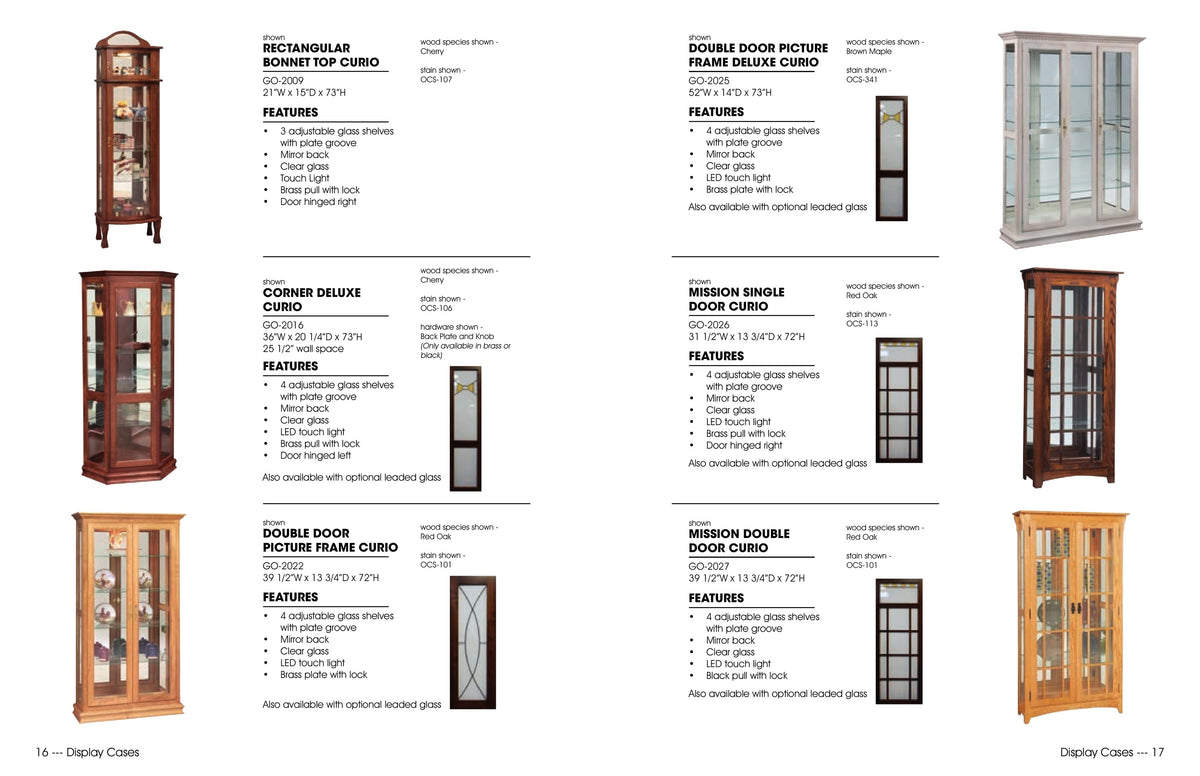 Mission Single Door Curio with Mullions in Sides