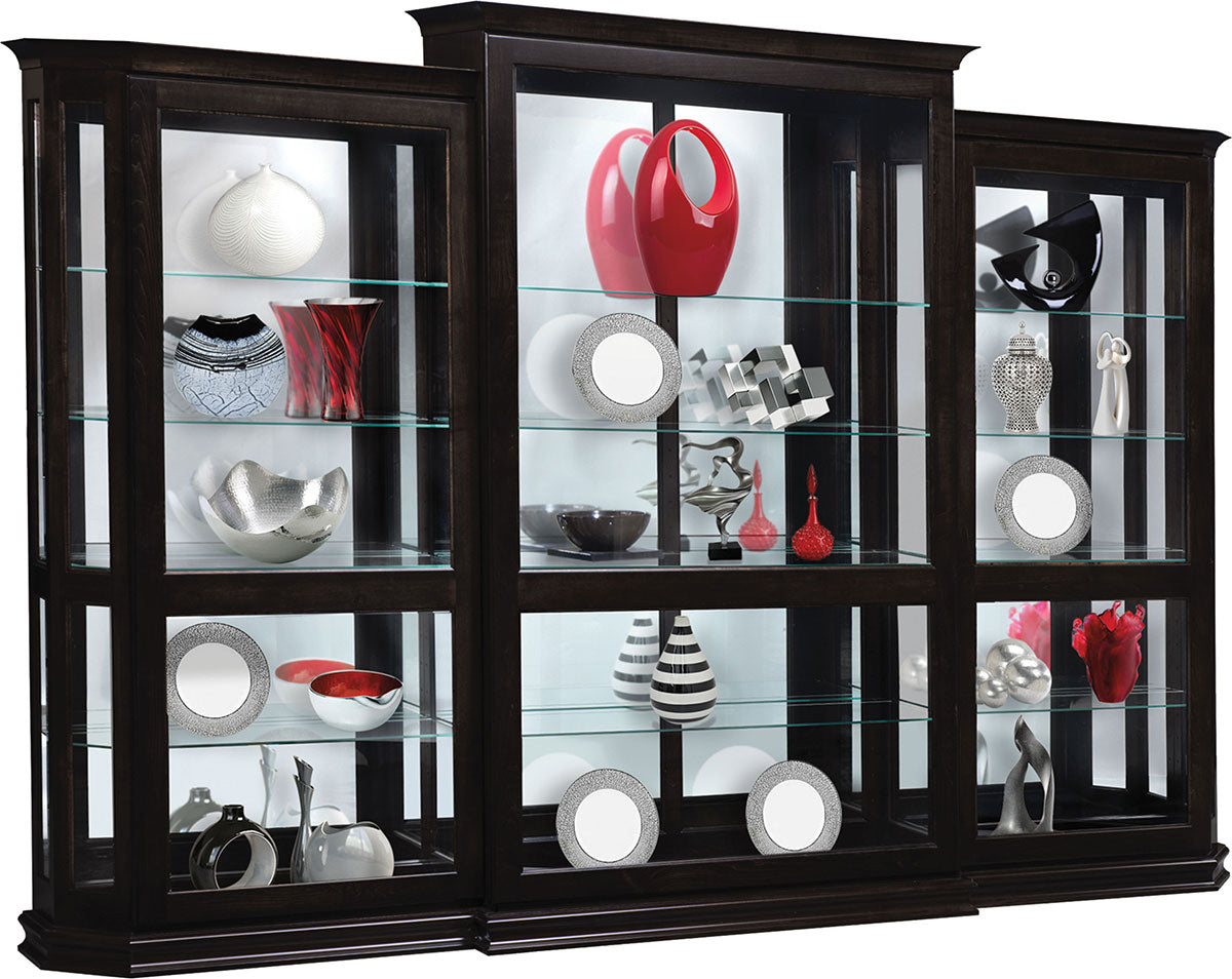 Deluxe Sliding Door Curio 3 Piece Set