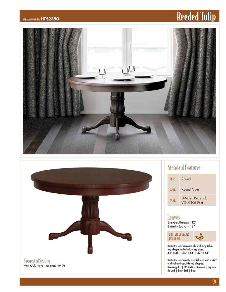 Reeded Tulip Single Pedestal Table
