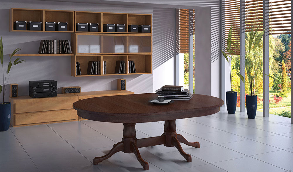 Reeded Tulip Double Pedestal Table