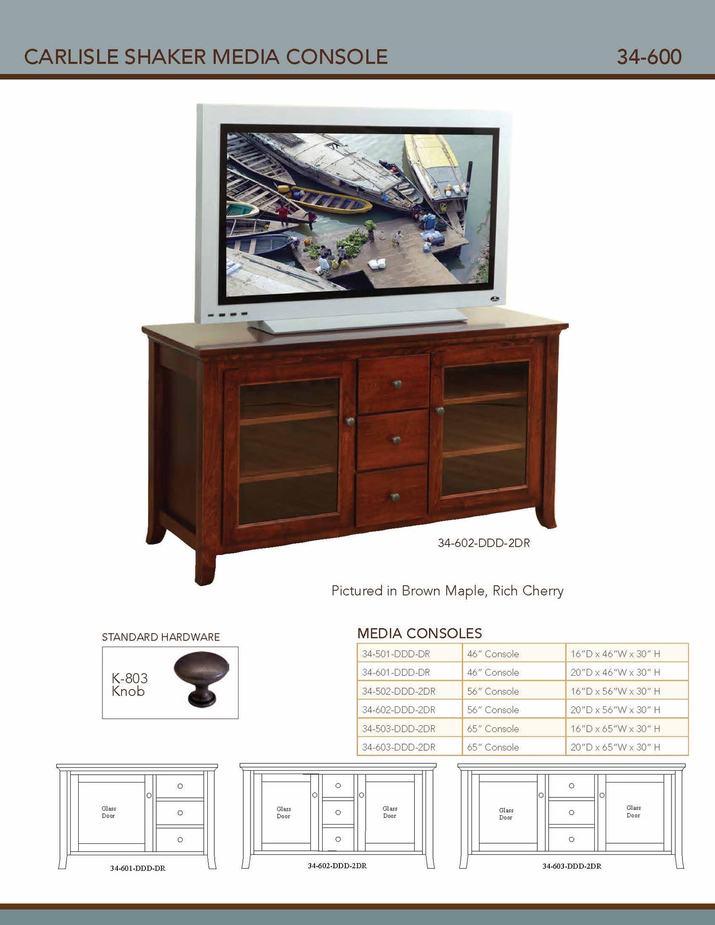 Carlisle Shaker 56" Media Console