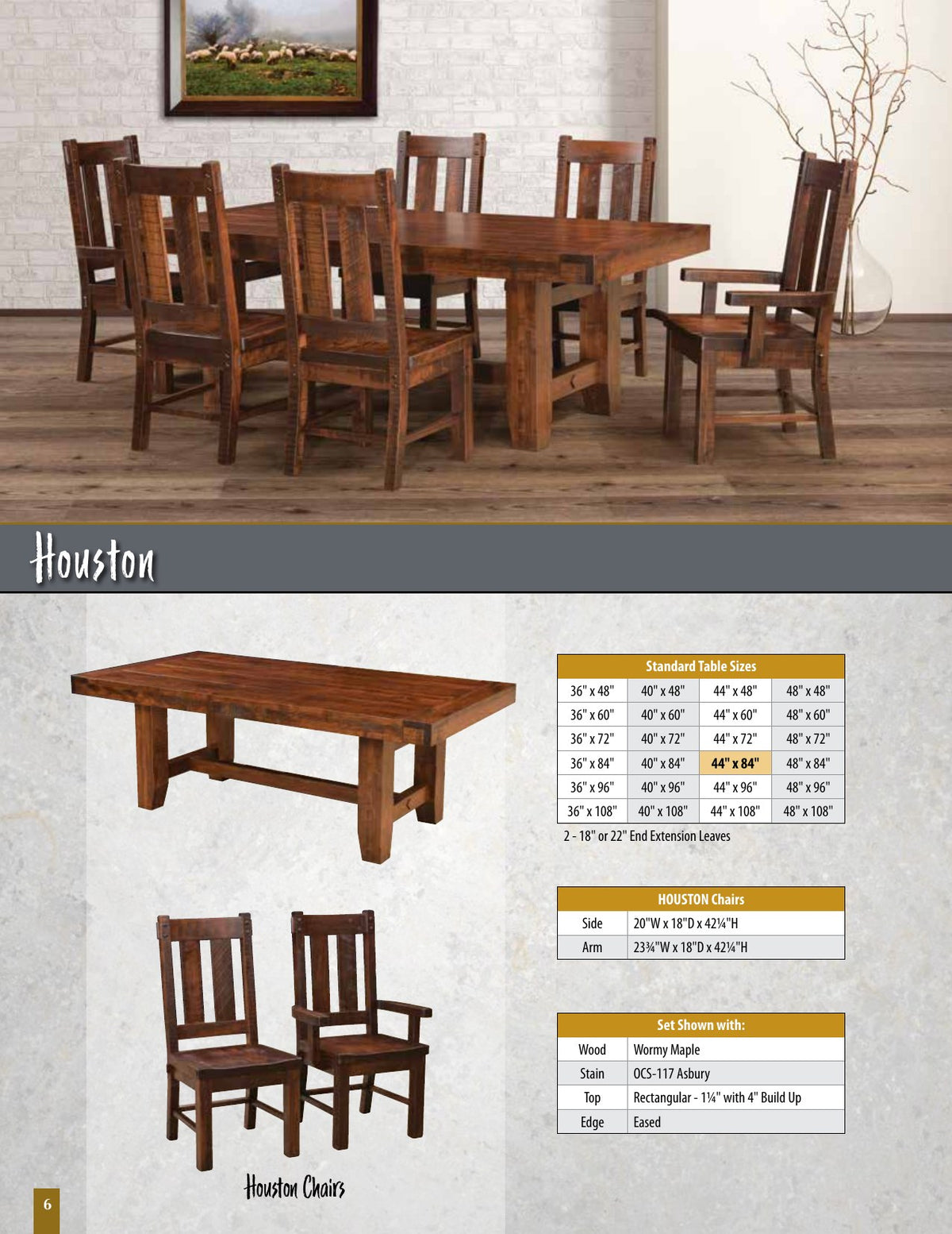 Houston Saw-Marked Farmhouse Table catalog page