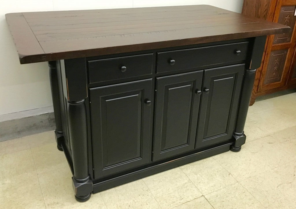 Turned Leg Island With Rough Sawn Top