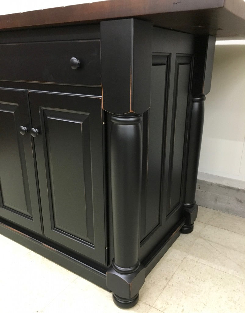 Turned Leg Island With Rough Sawn Top