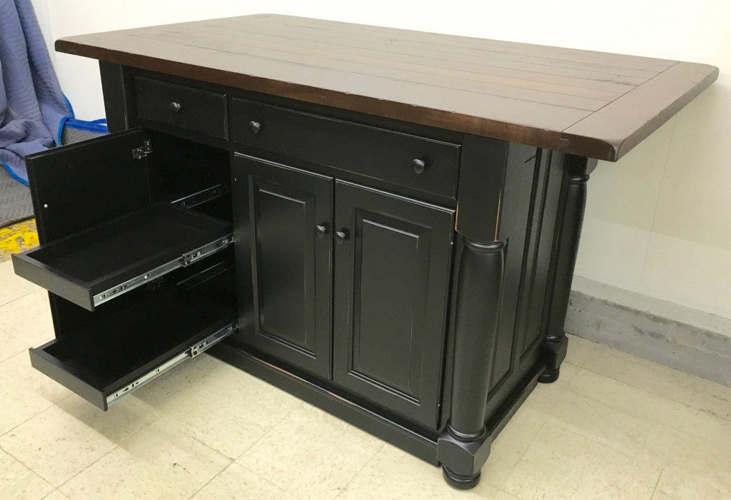 Turned Leg Island With Rough Sawn Top