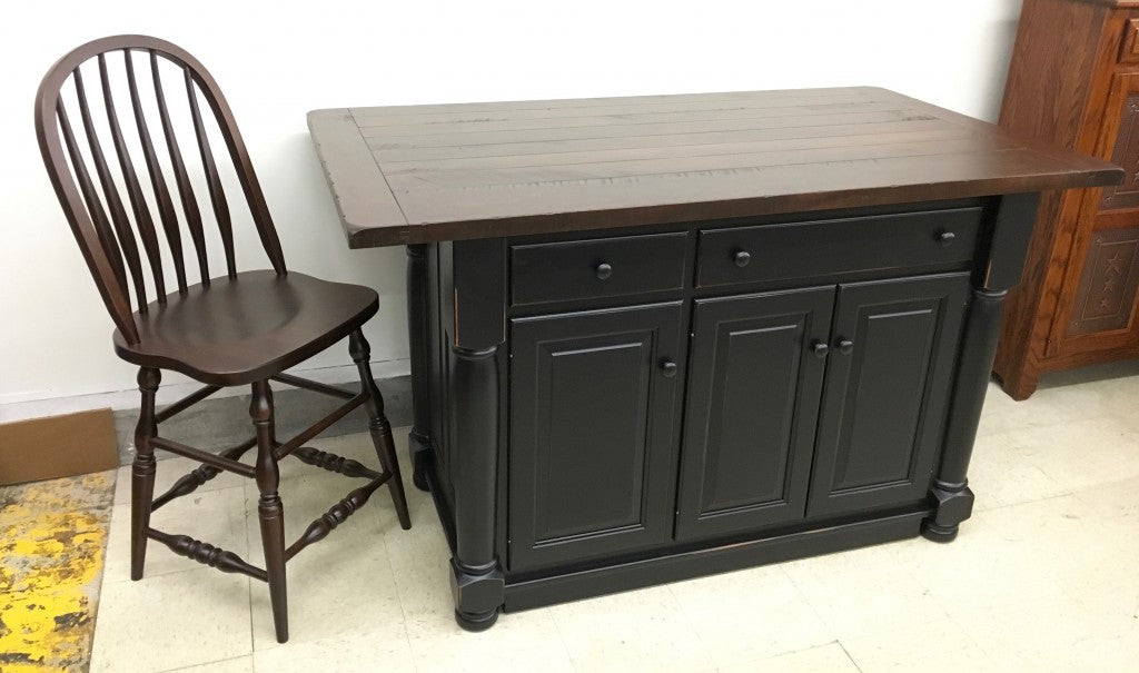 Turned Leg Island With Rough Sawn Top