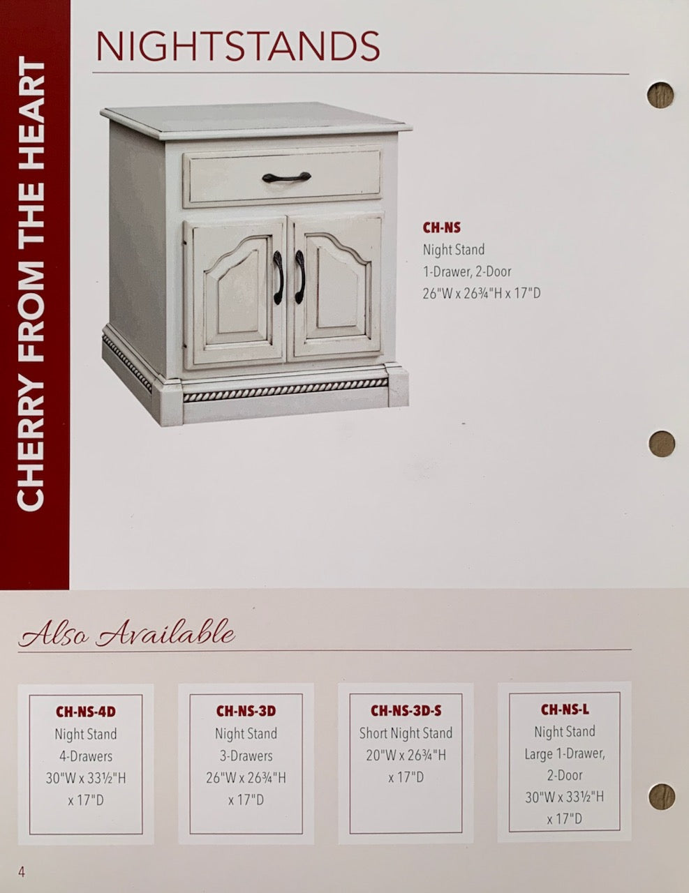 Cherry From The Heart Bedroom Set in White Rub Through Finish