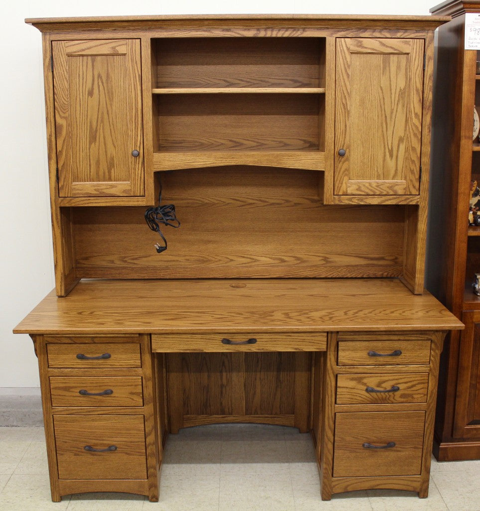 Lancaster Mission 66″ Executive Desk with Optional Hutch