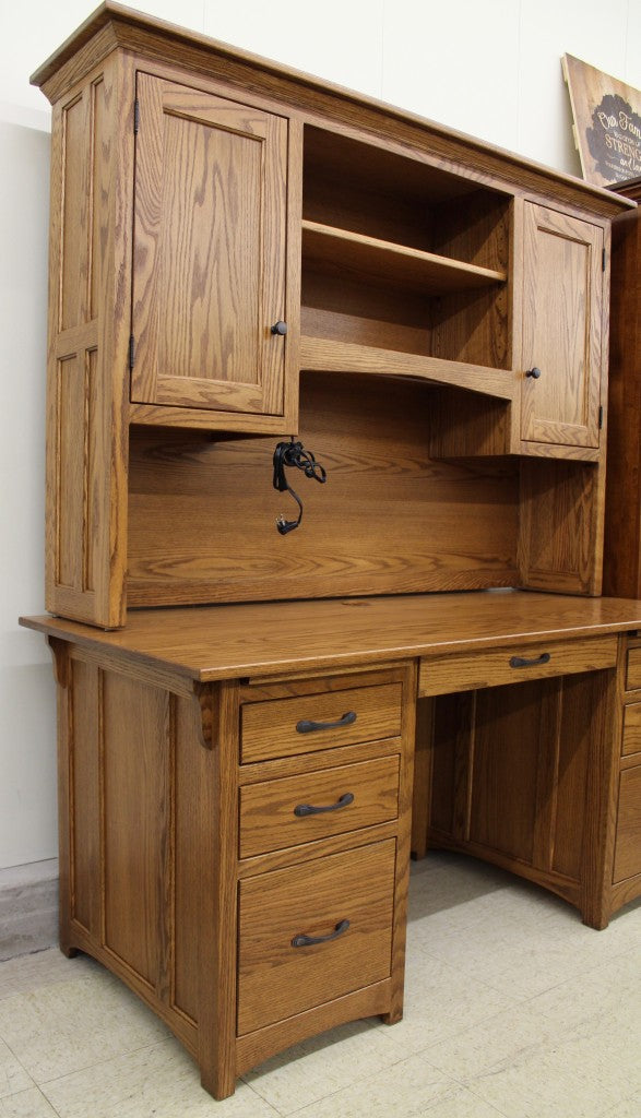 Lancaster Mission 66″ Executive Desk with Optional Hutch