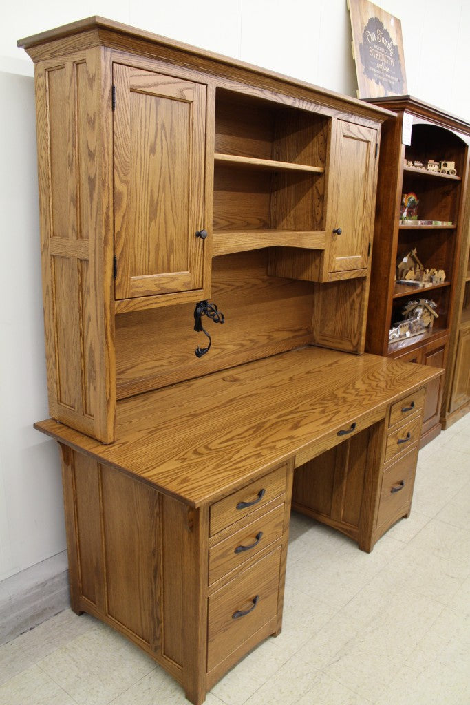 Lancaster Mission 66″ Executive Desk with Optional Hutch