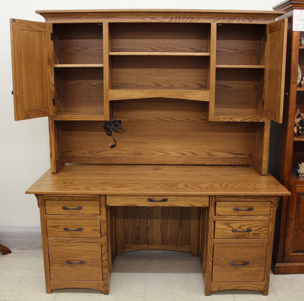 Lancaster Mission 66″ Executive Desk with Optional Hutch
