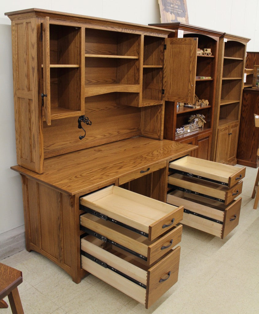 Lancaster Mission 66″ Executive Desk with Optional Hutch