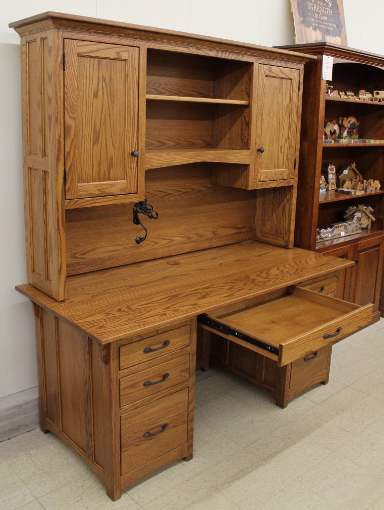 Lancaster Mission 66″ Executive Desk with Optional Hutch