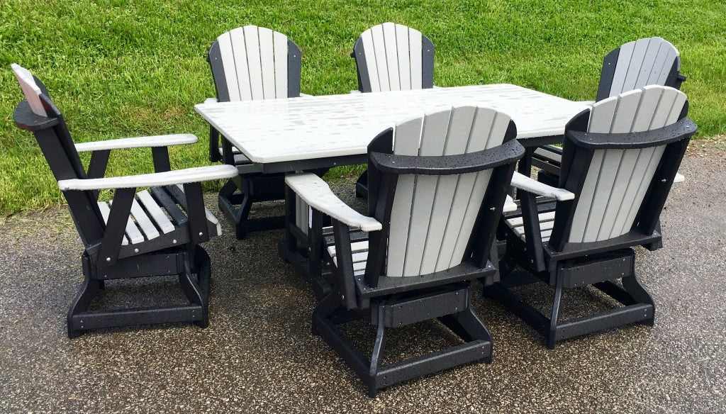 44″ x 72″ Rectangular Regular Height Table and Adirondack Swivel Chair Set