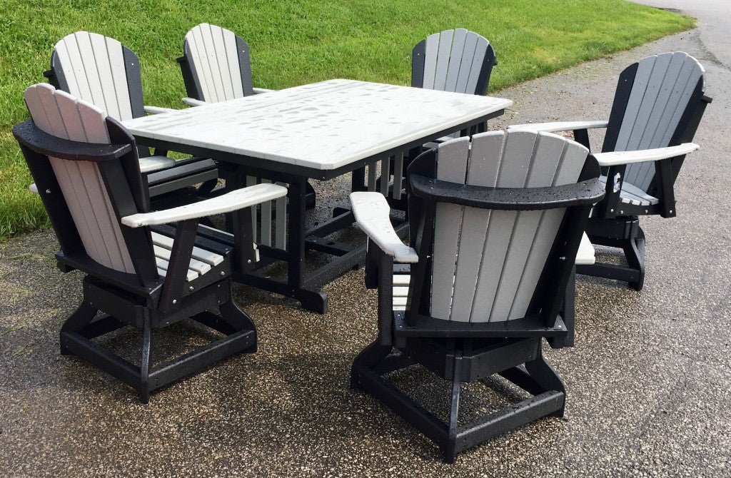 44″ x 72″ Rectangular Regular Height Table and Adirondack Swivel Chair Set
