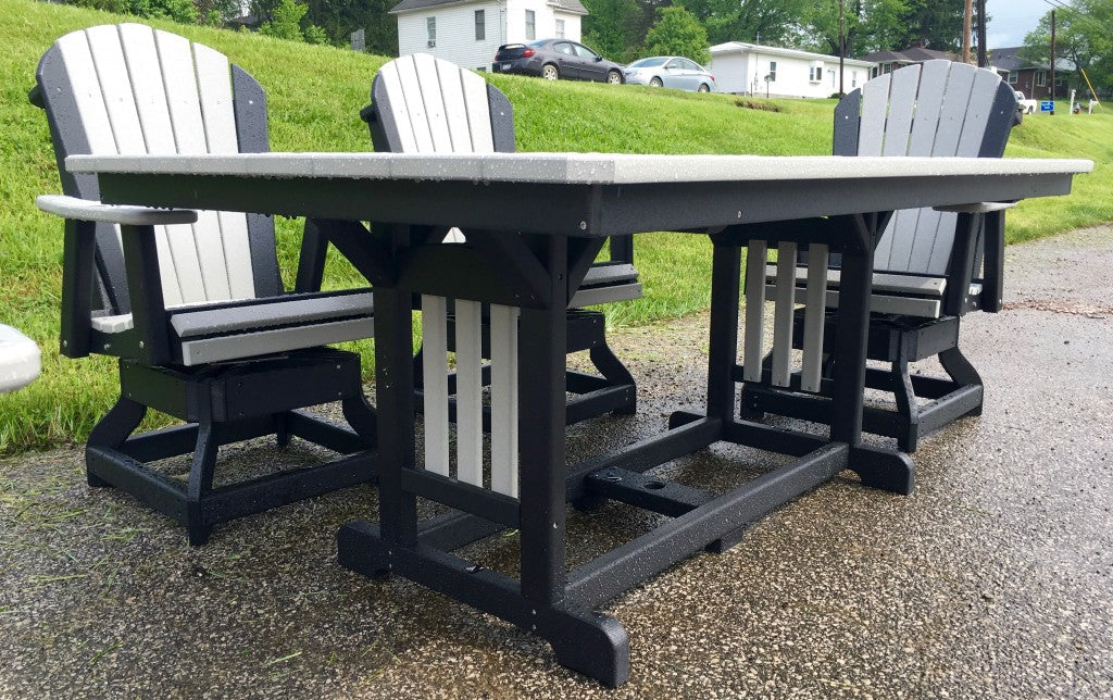 44″ x 72″ Rectangular Regular Height Table and Adirondack Swivel Chair Set