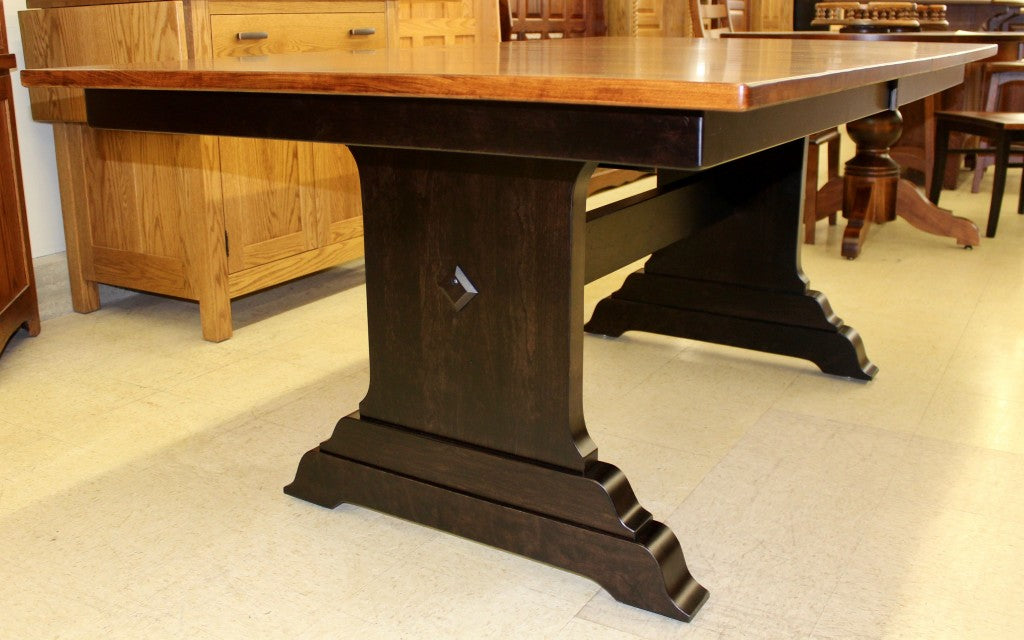 Hoover Double Pedestal Table in Rustic Cherry and Two Tone Finish