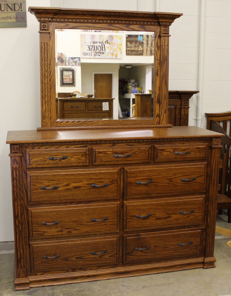Traditional Deluxe High Dresser with Mirror- 66" Wide