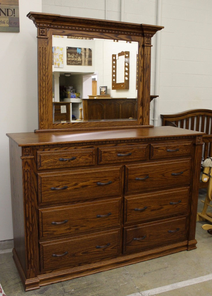 Traditional Deluxe High Dresser with Mirror- 66" Wide