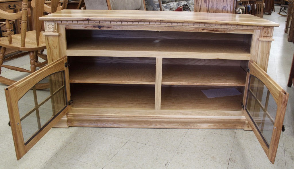 Deluxe 56″ TV Stand with Open VCR in Rustic Hickory