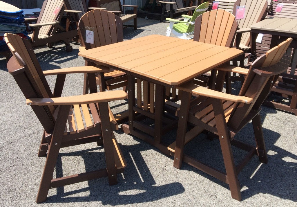 Poly 44″ Square Counter Height Table and Adirondack Chair Set
