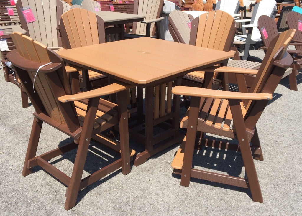 Poly 44″ Square Counter Height Table and Adirondack Chair Set