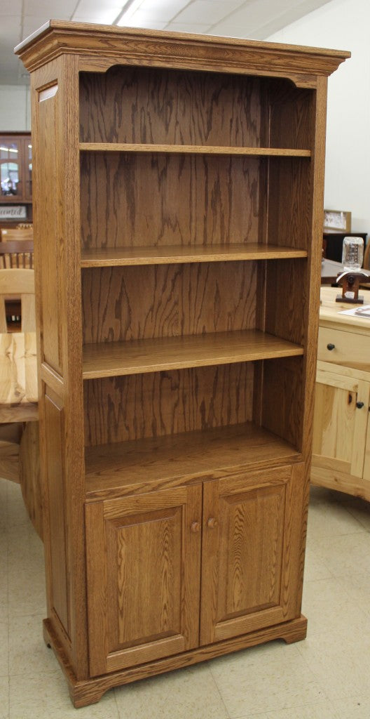 6′ Raised Panel Bookcase with Doors [33 1/2″ Wide]