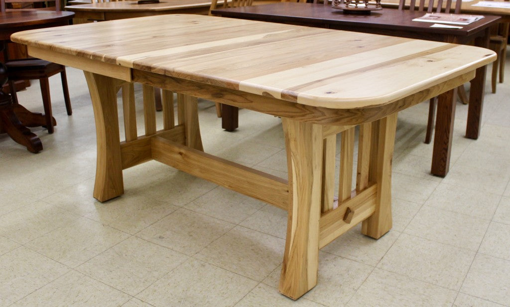 Curved Mission Table in Rustic Hickory